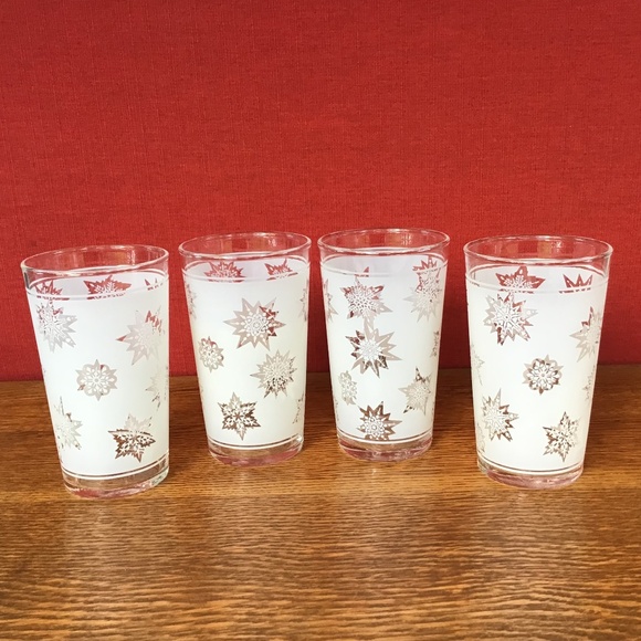 Vintage Federal Glass Frosted Atomic Snowflake Tumblers Set of 4 EUC - Picture 13 of 13